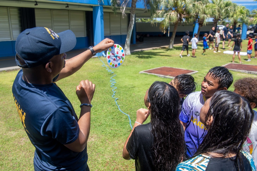 USS Ronald Reagan (CVN 76) Sailors and other Navy Sailors participate in a community relations event at Manuel Ulloa Lujan Elementary School