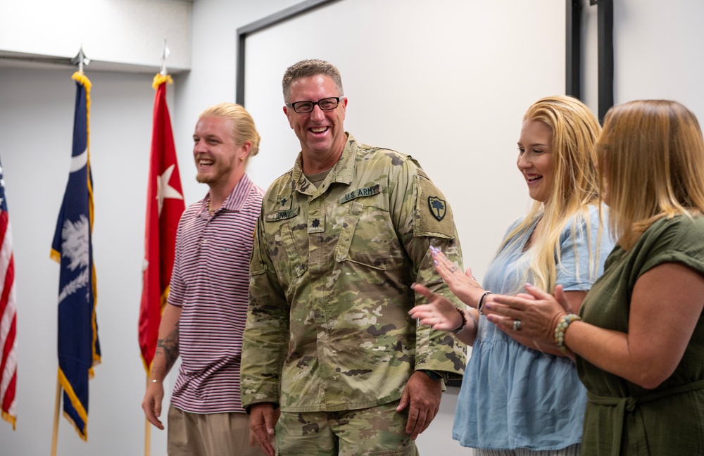 Chaplain (Maj.) John Denny promotion to lieutenant colonel