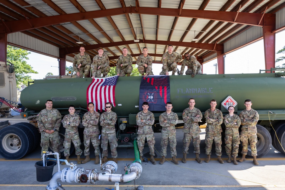 177th Multi-Capable Airmen aid POL in downloading U.S. Army tank trailers during QLLEX Exercise 2024
