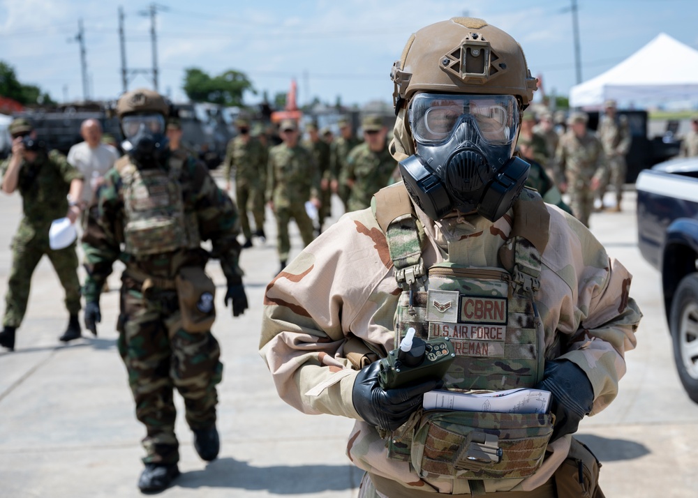 374th CES, Japan forces hone interoperability during CBRN training