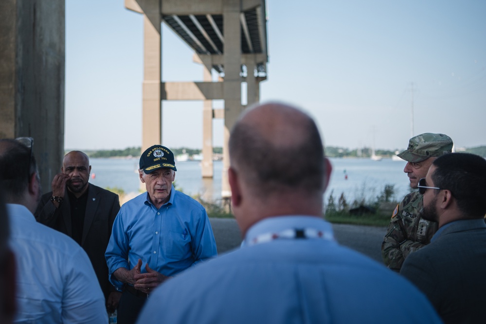 Key Bridge Unified Command leadership briefs U.S. Senate Committee on Environment and Public Works Chairman at Francis Scott Key Bridge site