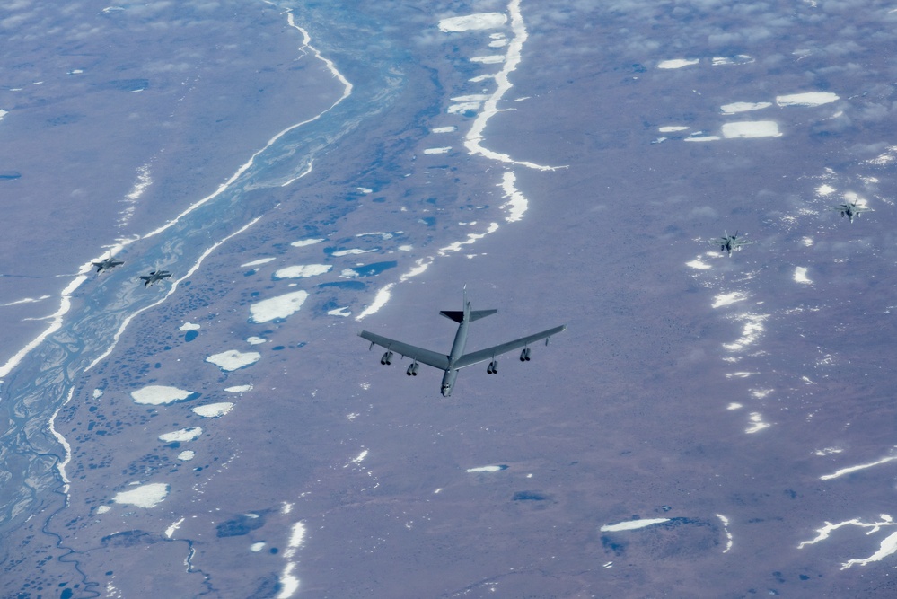 NORAD Fighters Escort B-52 Stratofortress Across Alaska