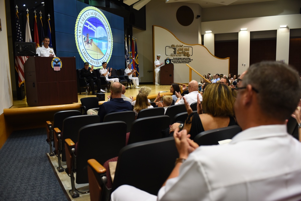 Cmdr. Moss Salutes Speaks at NTAG Ohio River Valley Change of Command Ceremony