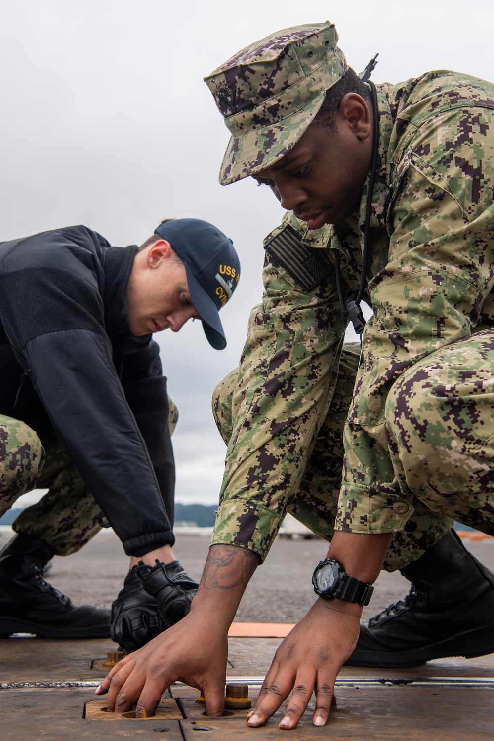 Sailors Prepare Catapult