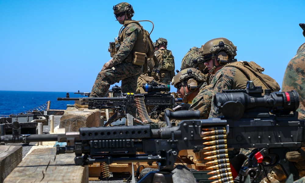 BLT 1/8, 24th MEU (SOC) Crew Served Weapons Range Aboard the USS Oak Hill (LSD 51)