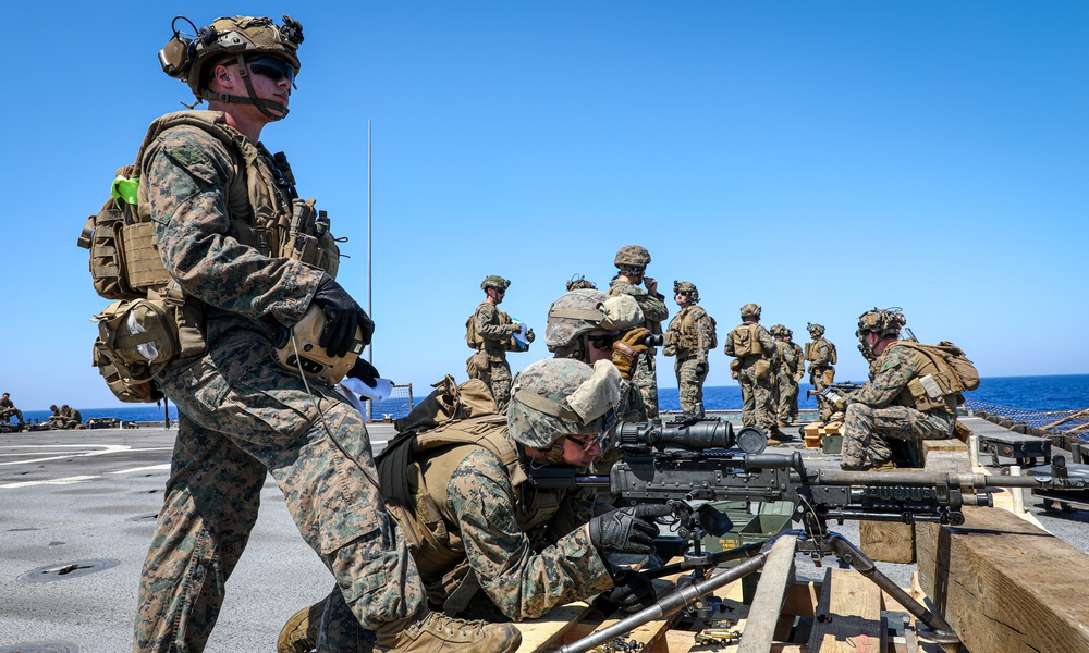 BLT 1/8, 24th MEU (SOC) Crew Served Weapons Range Aboard the USS Oak Hill (LSD 51)