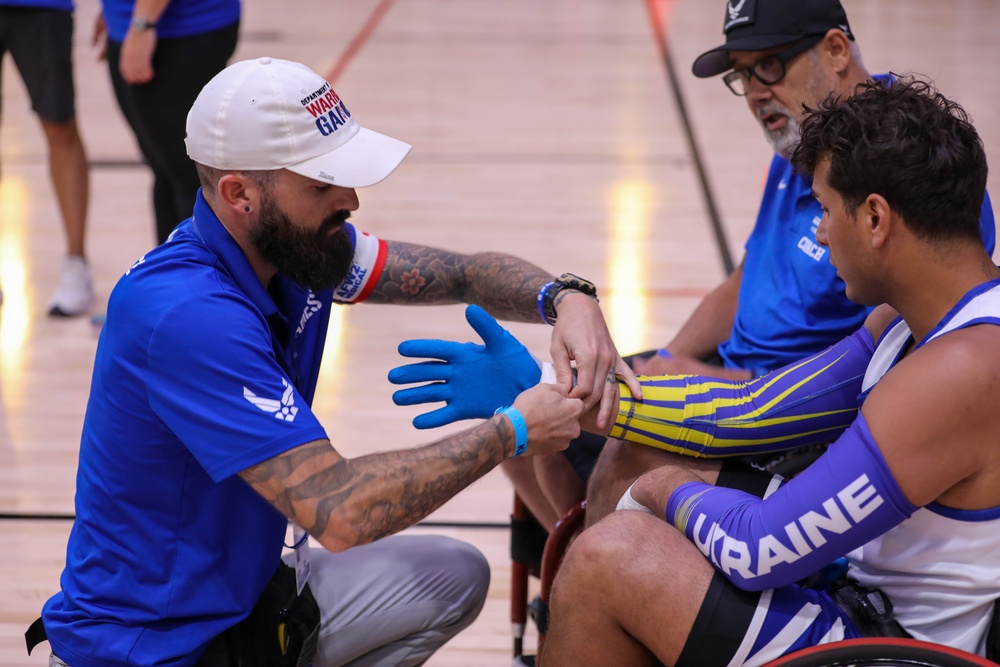 Athletes compete in wheelchair rugby at the 2024 DoD Warrior Games