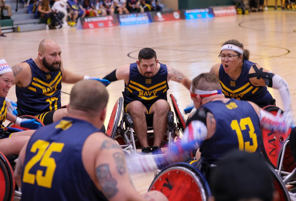 Athletes compete in wheelchair rugby at the 2024 DoD Warrior Games