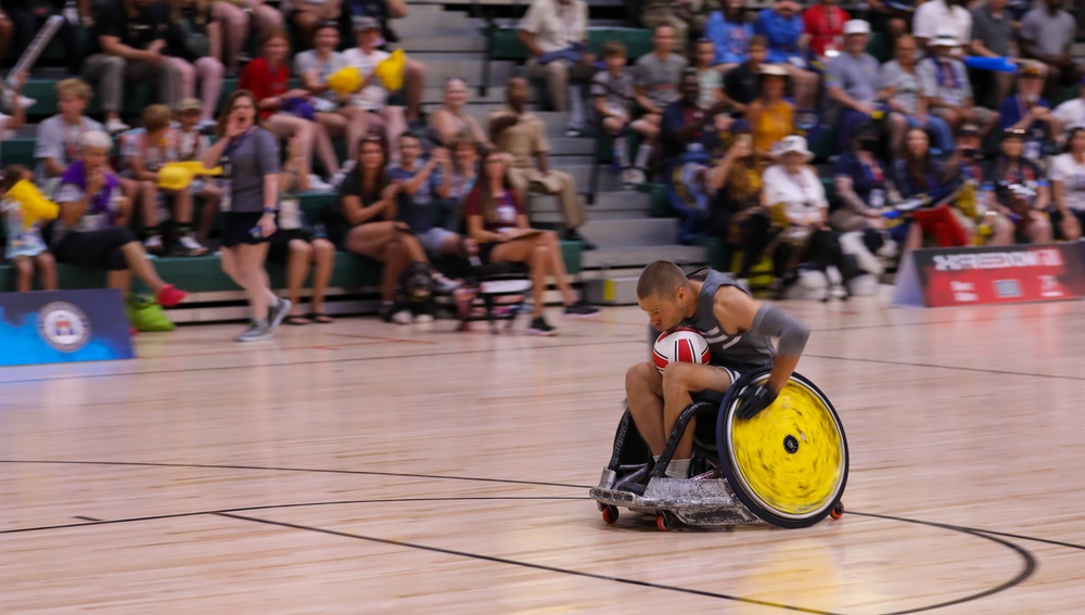 Athletes compete in wheelchair rugby at the 2024 DoD Warrior Games