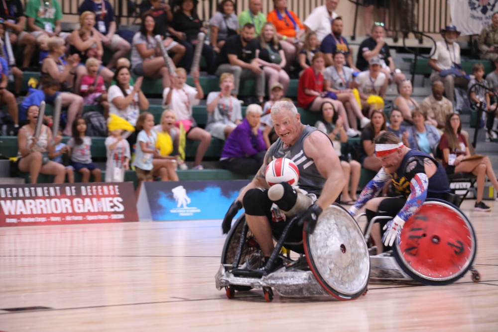 Athletes compete in wheelchair rugby at the 2024 DoD Warrior Games