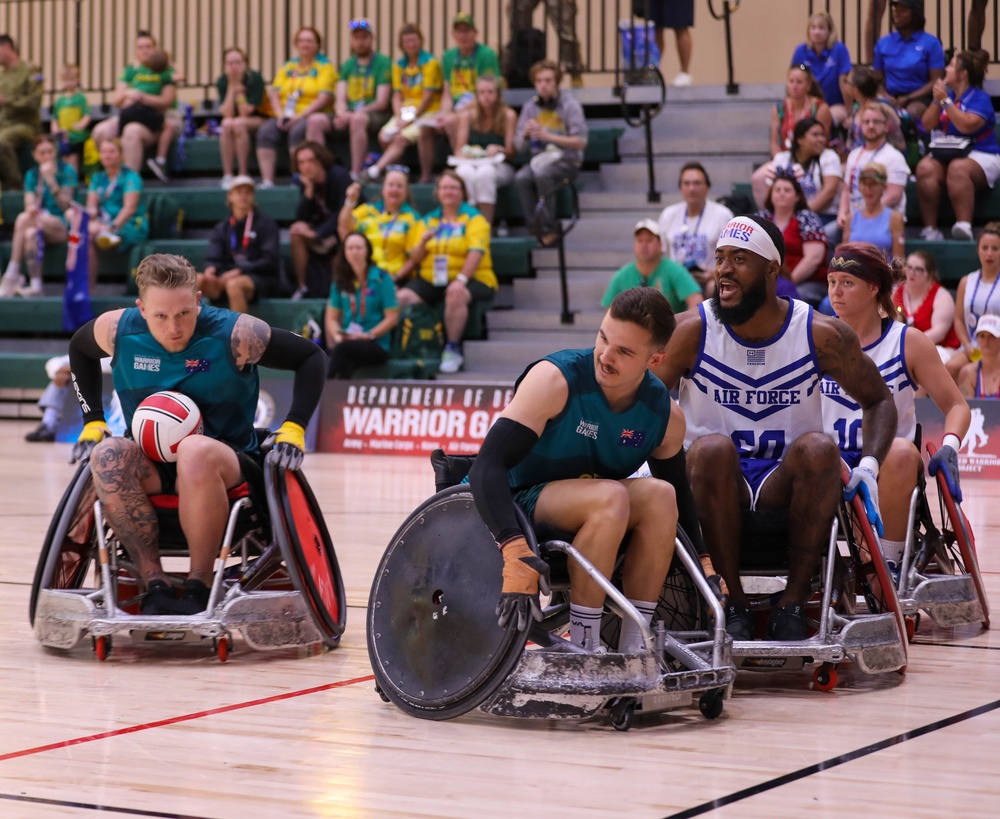 Athletes compete in wheelchair rugby at the 2024 DoD Warrior Games