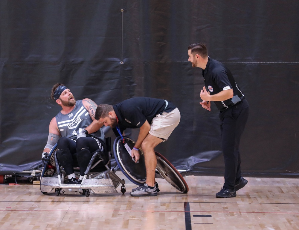 Athletes compete in wheelchair rugby at the 2024 DoD Warrior Games