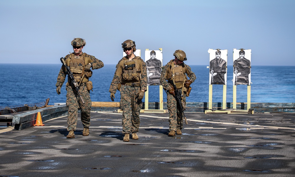 BLT 1/8, 24th MEU (SOC) Crew Served Weapons Range Aboard the USS Oak Hill (LSD 51)