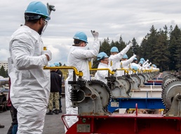 Sailors Lower Flight Deck Catapult