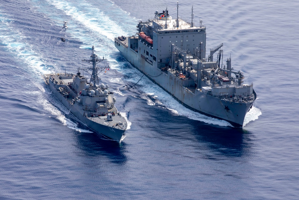 USS Ralph Johnson Conducts Vertical Replenishment at Sea