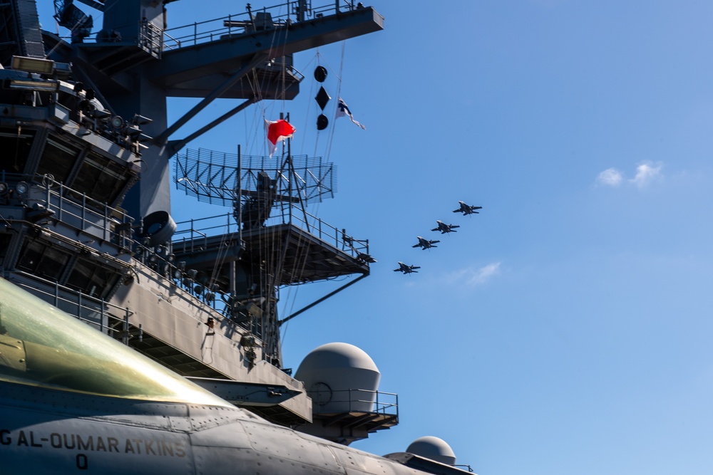 USS Ronald Reagan (CVN76) Sailors conduct flight deck operations