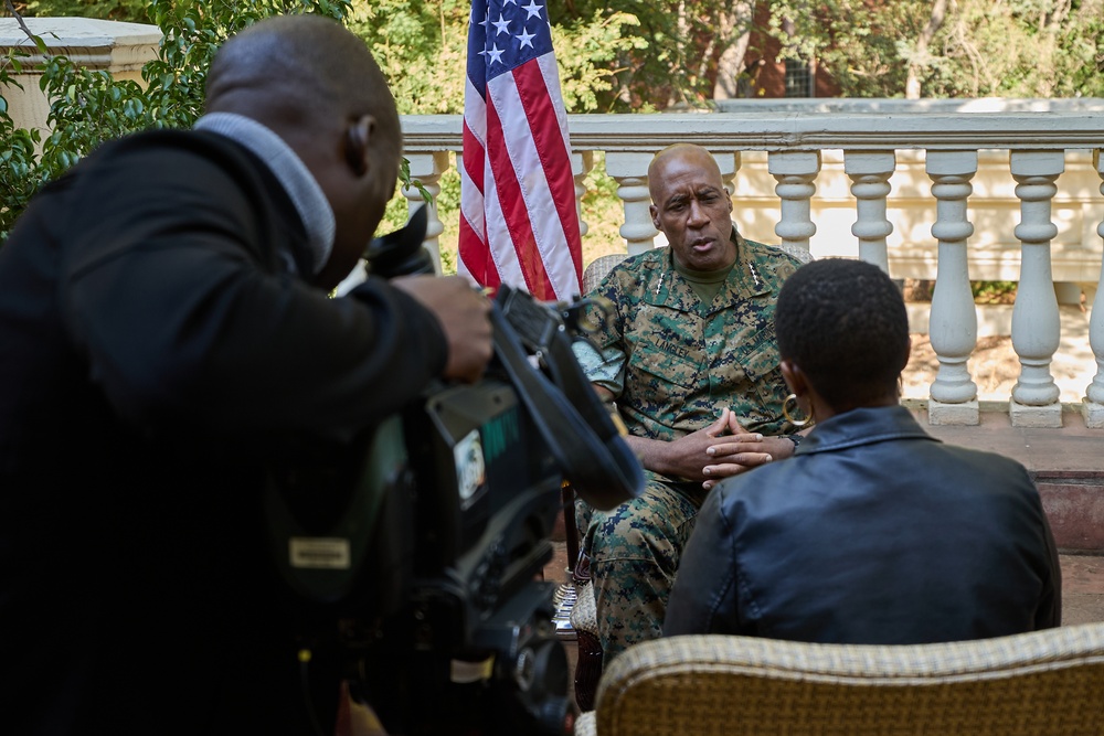 Gen. Langley conducts an interview with Botswana State TV