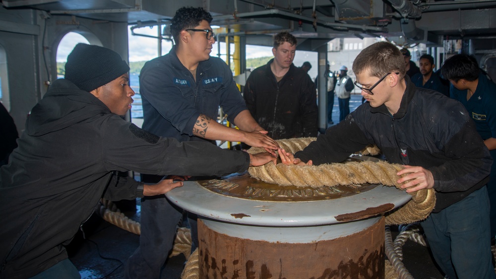 Sailors Heave Line On The Fantail