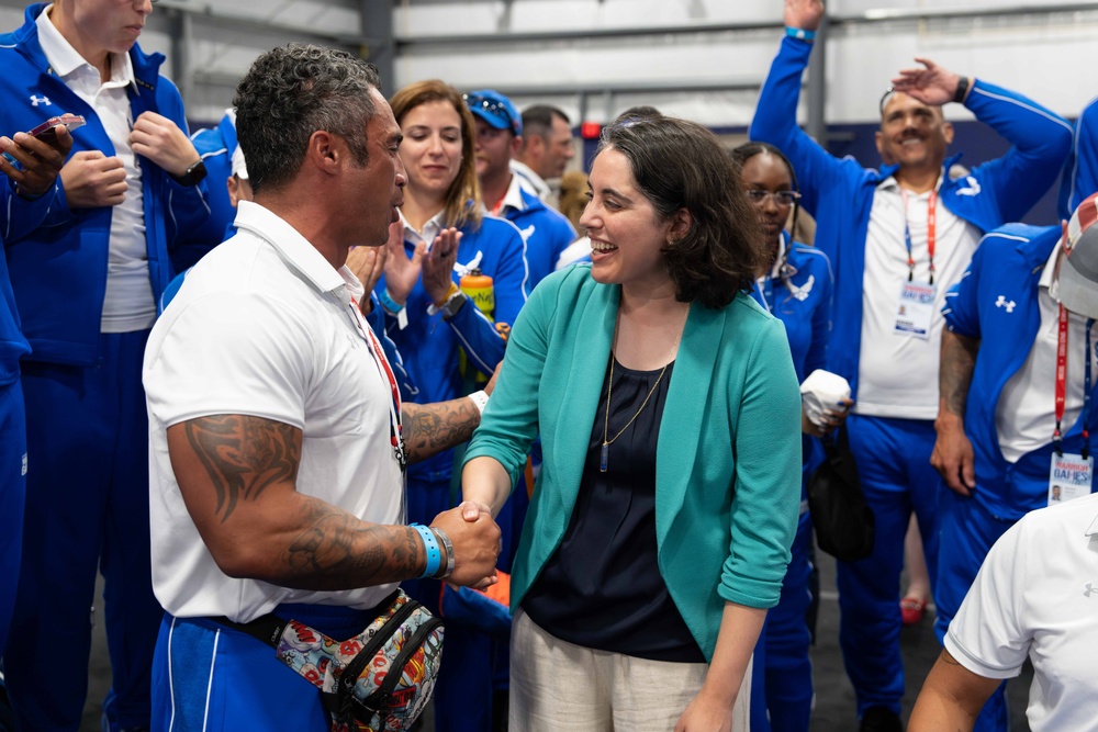 2024 Warrior Games | Welcome Ceremony | Team Air Force | Under Secretary of the Air Force Melissa G. Dalton | TSgt Christopher Ferrell (ret)