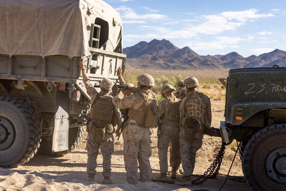 Reserve Marines complete a motorized operations course during ITX 4-24