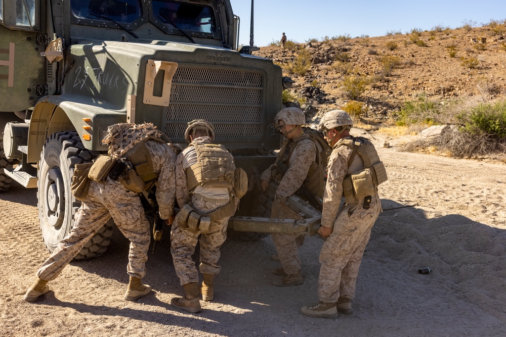 Reserve Marines complete a motorized operations course during ITX 4-24