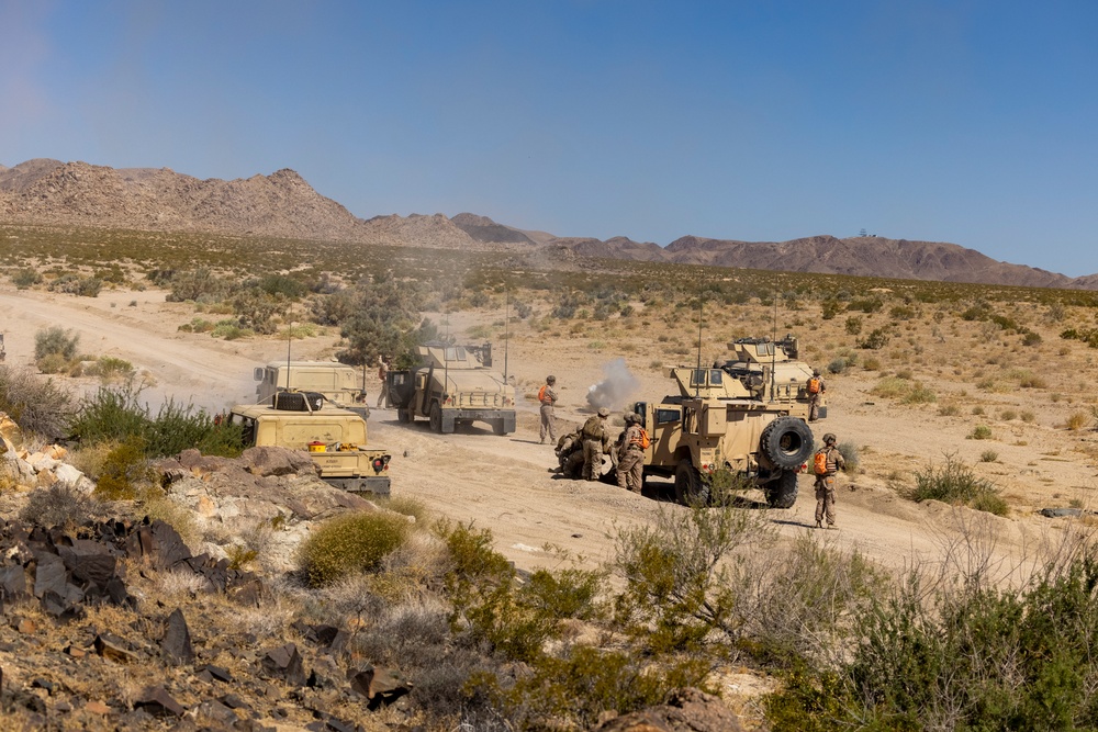 Reserve Marines complete a motorized operations course during ITX 4-24