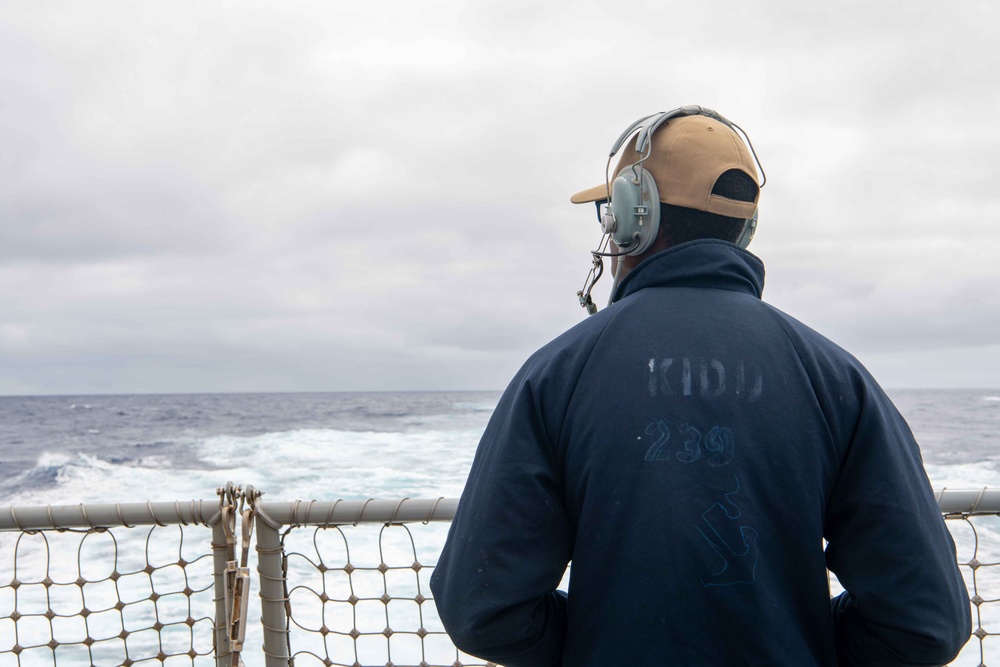 USS Kidd (DDG-100) Sailor Stands Watch