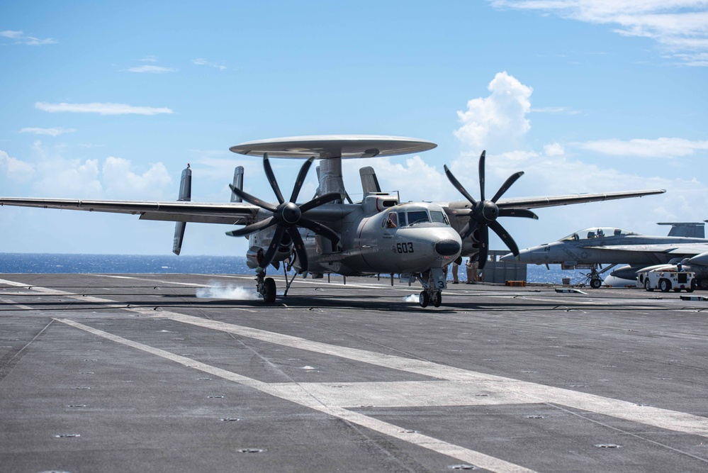 USS Ronald Reagan (CVN76) Sailors conduct flight deck operations