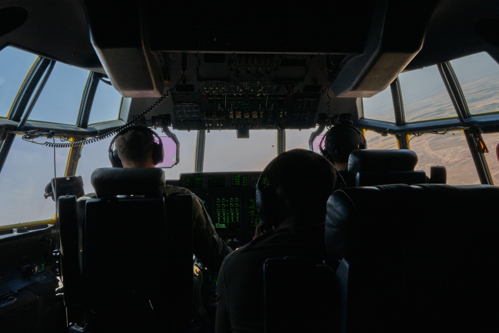 C-130J Super Hercules transports supplies in the USCENTCOM area of responsibility