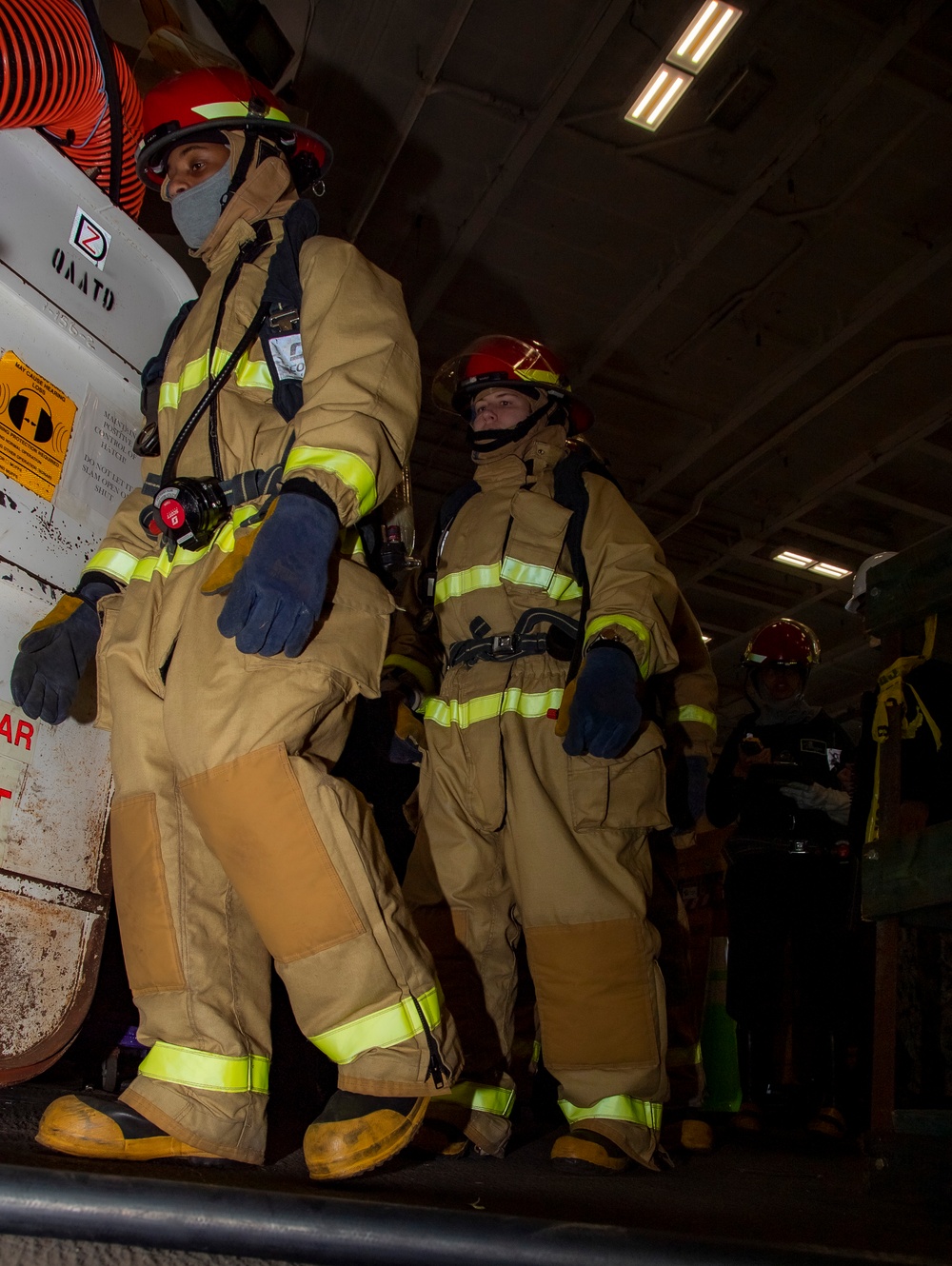 Sailors Conduct Fire Drills on board the USS Nimitz