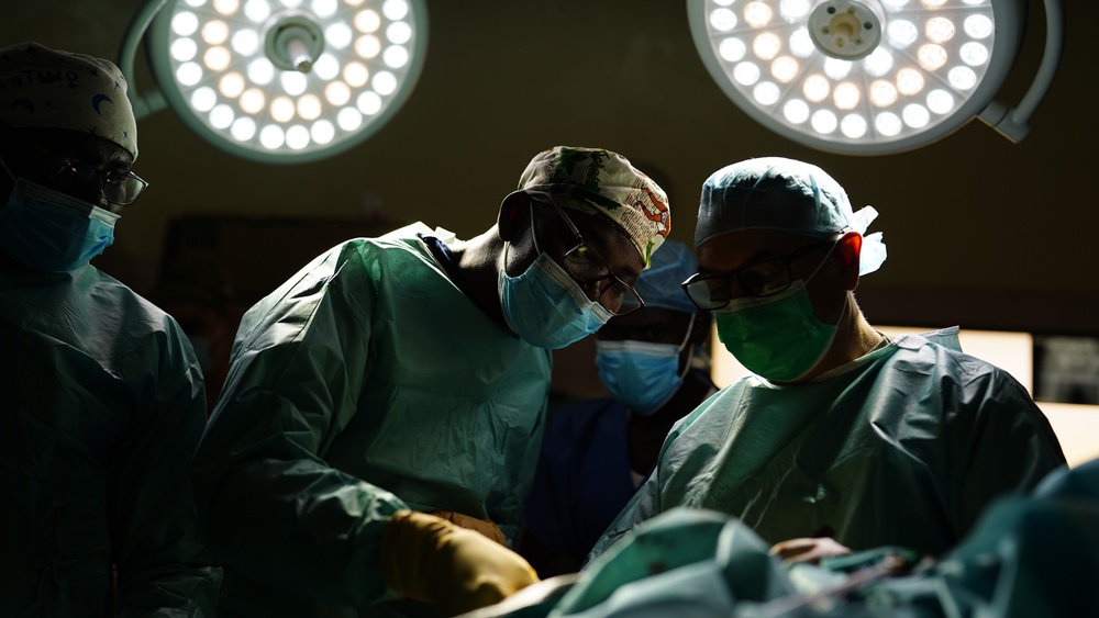 American and Chadian military orthopedic surgeons work together during medical exercise