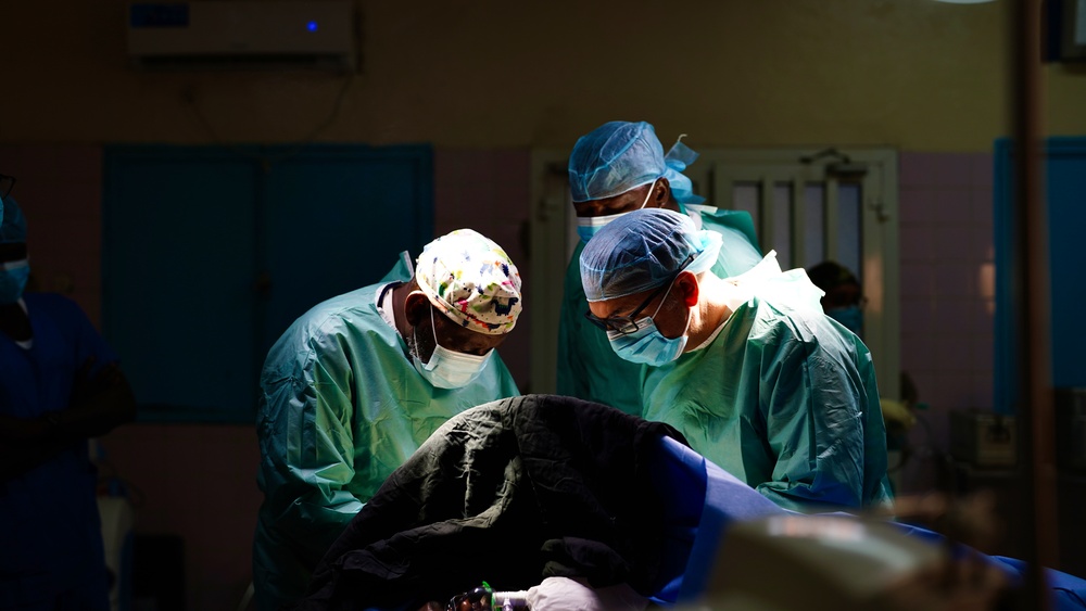 American and Chadian military orthopedic surgeons work together during medical exercise