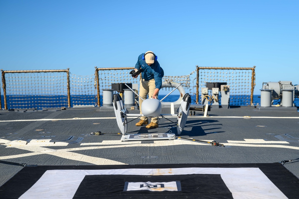 UAS Launches from USS Curtis Wilbur