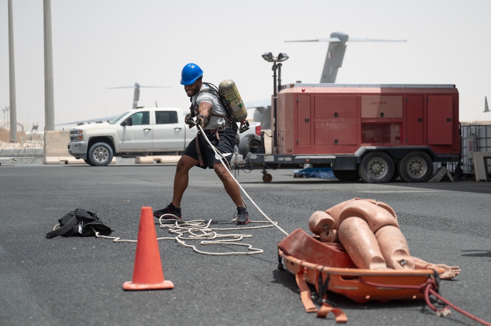 379th AEW Airmen boost resilience during fire muster