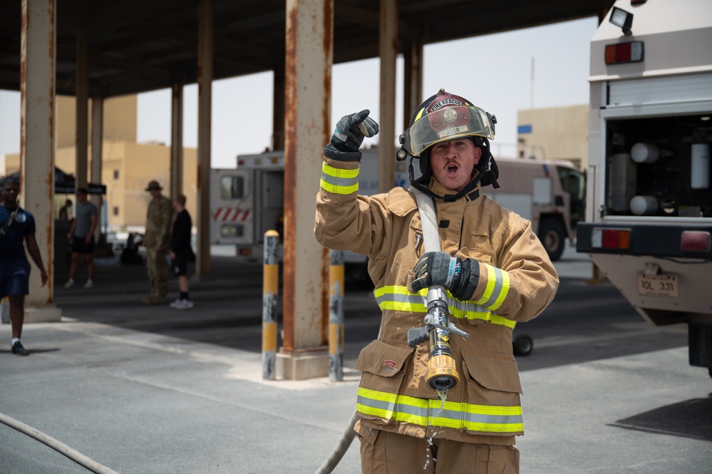 379th AEW Airmen boost resilience during fire muster
