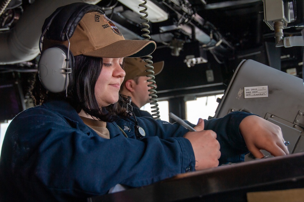 Sailor Uses Sound-Powered Phone