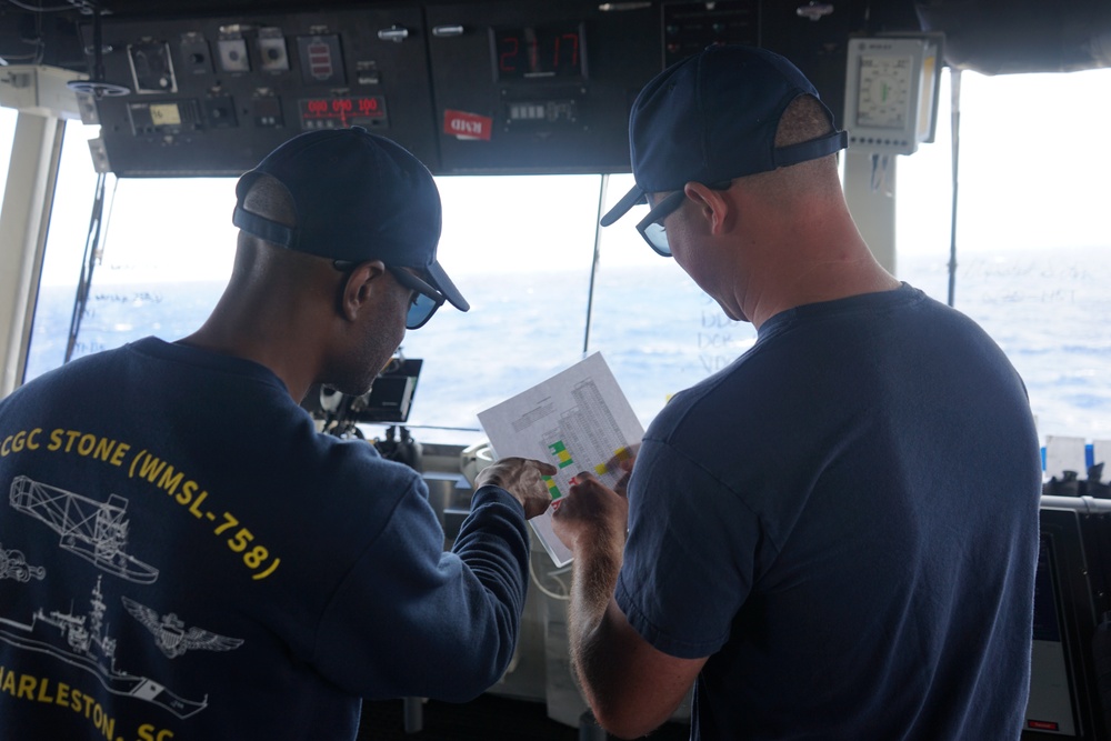 Coast Guard Cutter Stone operates in the Florida Straits