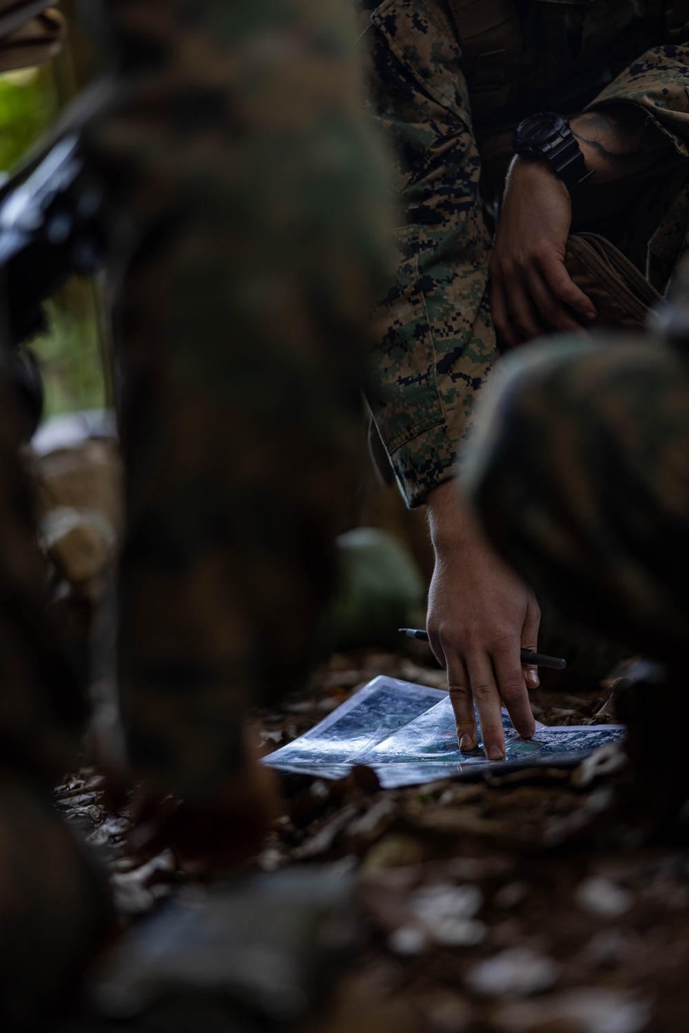 U.S. Marines with 1st MARDIV rehearse jungle reconnaissance patrols during Marara 24