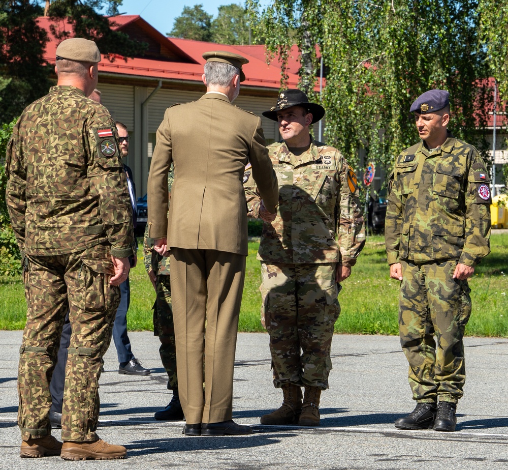 King Felipe VI of Spain Visits NATO Soldiers at Camp Adazi