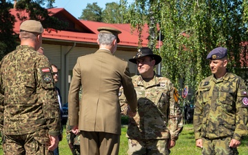 King Felipe VI of Spain Visits NATO Soldiers at Camp Adazi