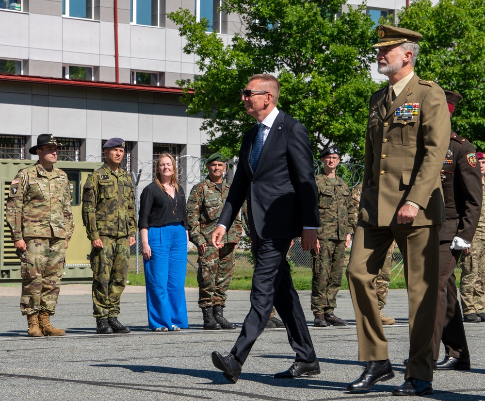 King Felipe VI of Spain Visits NATO Soldiers at Camp Adazi