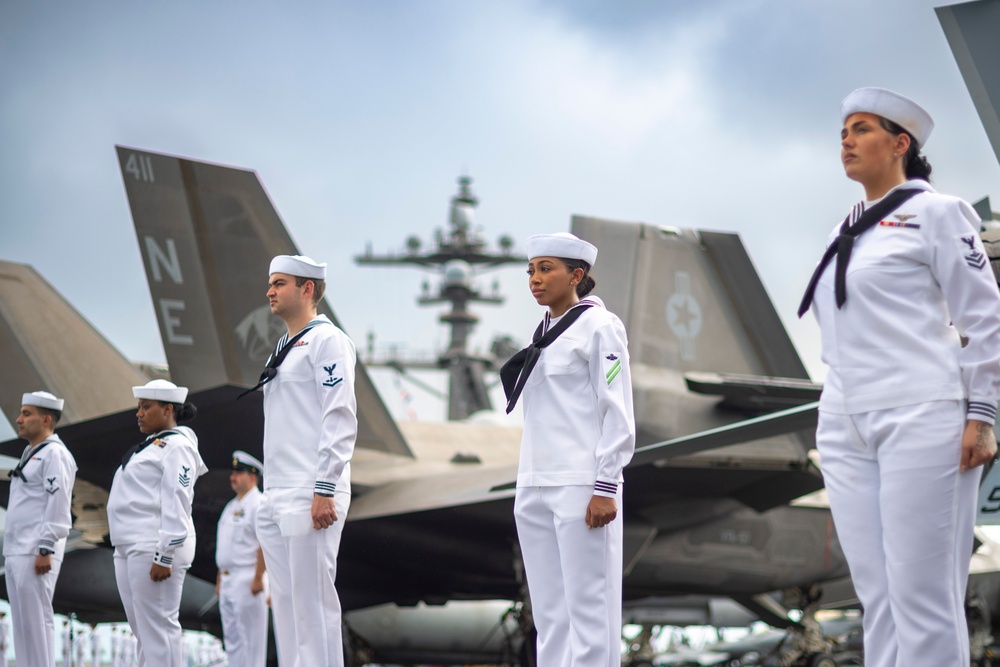 Sailors Man the Rails as USS Carl Vinson Arrives at Pearl Harbor for RIMPAC 2024