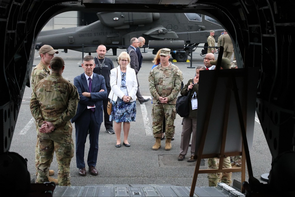 Honorable Douglas R. Bush visits U.S. Army soldiers at EUROSATORY 2024