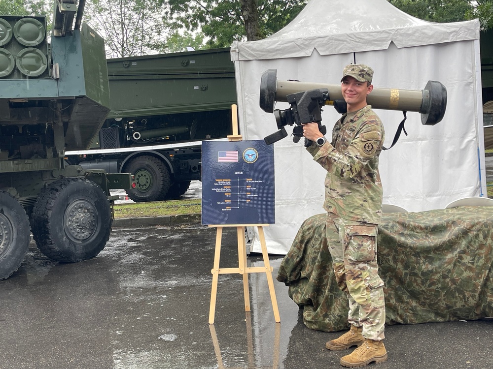 U.S. Army soldiers present combat platforms during EUROSATORY 2024