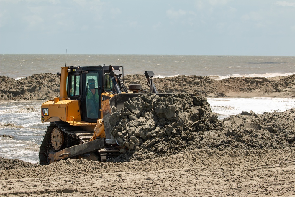 Renourishment Work Continues On Folly Beach