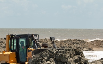 Renourishment Work Continues On Folly Beach