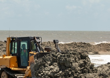 Renourishment Work Continues On Folly Beach