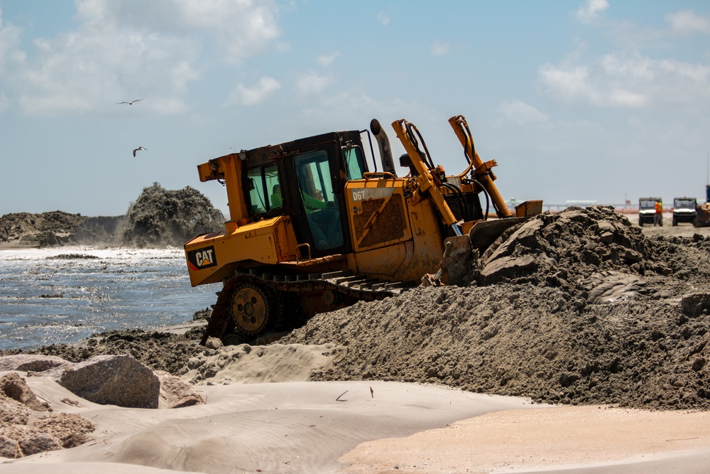 Renourishment Work Continues On Folly Beach