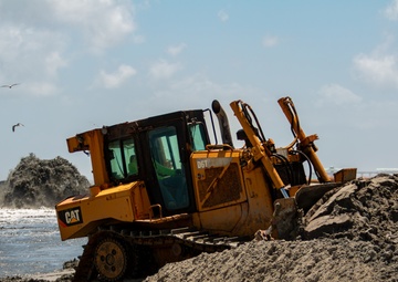 Renourishment Work Continues On Folly Beach
