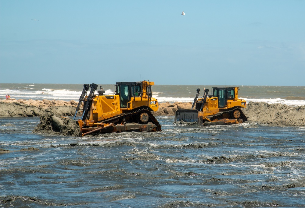 Renourishment Work Continues On Folly Beach